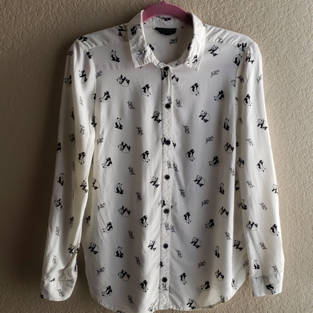 TOPSHOP Panda Button-Up Shirt